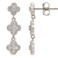 Mini Triple Clover Drop Earrings Silver-2