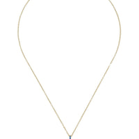 Art Deco Scallop Shell Pendant Necklace Sapphire Blue With Pearl Gold-2