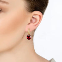Alexandra Oval Drop Earrings Gold Ruby-1