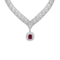 Countess Statement Ruby Necklace Silver-0