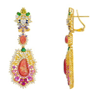 Frida Pink Opal Rainbow Drop Earrings Gold-2