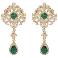 Claridge Drop Earrings Emerald Gold-0