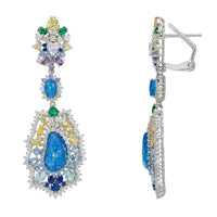 Frida Blue Opal Rainbow Drop Earrings Silver-2
