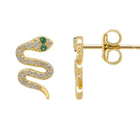 Slither Snake Stud Earrings Cz Gold-2