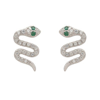 Slither Snake Stud Earrings Cz Silver-0