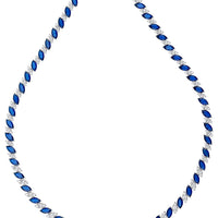 Sapphire blue crystal tennis necklace with oval links in silver-tone bezel