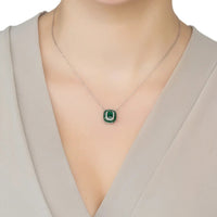Great Gatsby Pendant Necklace Emerald Silver-1