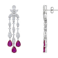 Duchess Ruby Drop Earrings Silver-2
