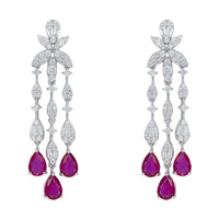 Duchess Ruby Drop Earrings Silver-0