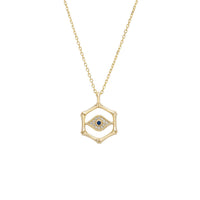 Bamboo Hexagon Evil Eye Necklace Gold-0