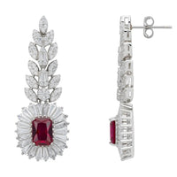 Countess Gemstone Drop Earrings Ruby Silver-2