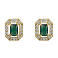Whistledown Gemstone Stud Earrings Emerald Gold-0
