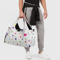 Women's Multi-Colour Polka Dot White Canvas Sports Bag
