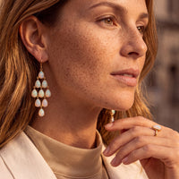 Erviola Gemstone Cascade Earrings Silver Opal-3