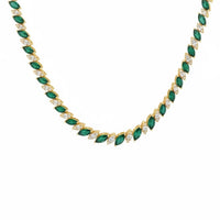 Viscountess Statement Tennis Necklace Emerald Gold-0