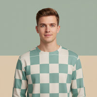 Checkered Pattern Sweater | Aesthetic Grid Graphic Unisex Pullover