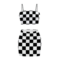 Women's Black and White Gingham Two-Piece Co-ord Set