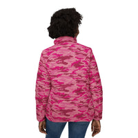 Pink Coat Puffer | Edgy Pink Camouflage Winter Jacket