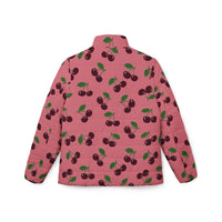 Women's Puffer Coats | Sweet Pink Cherry Print Outerwear