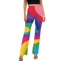 Colourful High Waist Flared Pants Women’s Retro Print Trousers