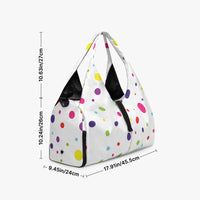 Women's Multi-Colour Polka Dot White Canvas Sports Bag