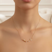 Solid 14k Gold Blooming Branch Necklace-3