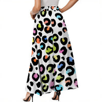 Women's Midi Skirt with Pockets Multi Color Leopard Print