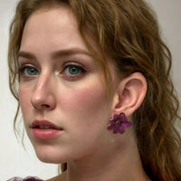 Amaryllis Flower Large Stud Earrings Rosegold Ruby-1