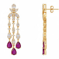 Duchess Ruby Drop Earrings Gold-3