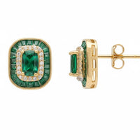 Great Gatsby Stud Earrings Emerald Gold-1