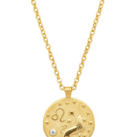Zodiac Birthstone Talisman Necklace Leo Gold-0