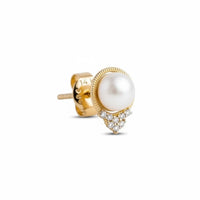 Solid 14k Gold Diamond and Pearl Empress Earrings-4