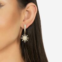 Star Burst Drop Earrings Gold-1