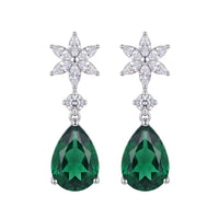 Sunflower Emerald Drop Earrings Silver-0