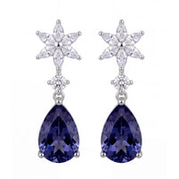 Sunflower Tanzanite Drop Earrings Silver-0