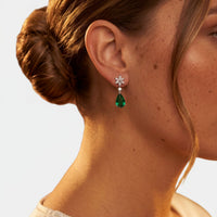 Sunflower Emerald Drop Earrings Silver-1