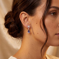 Sunflower Tanzanite Drop Earrings Silver-4