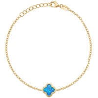 Flower Clover Blue Opal Bracelet Gold-0