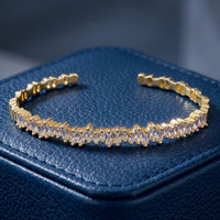 Baguette Ice Cuff Bangle Gold White-2