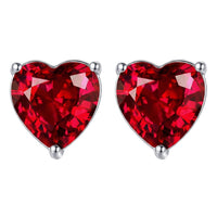 Amore Heart Garnet Stud Earrings Silver-0