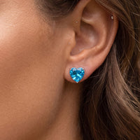 Amore Heart Blue Topaz Stud Earrings Silver-1