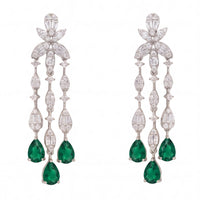 Duchess Emerald Drop Earrings Silver-0