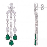 Duchess Emerald Drop Earrings Silver-2