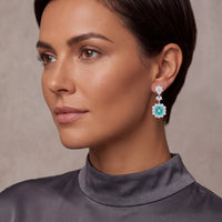 Arabella Aquamarine Drop Earrings Silver-2