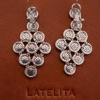Mirage Disc Cascading Drop Earrings Silver-3
