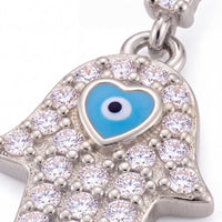 Hamsa Hand Drop Earrings Silver-2