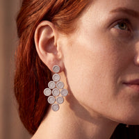 Mirage Disc Cascading Drop Earrings Silver-1