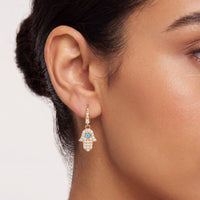 Hamsa Hand Drop Earrings Gold-1