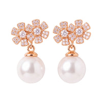 Bouquet And Pearl Drop Earrings Rosegold-0
