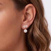 Bouquet And Pearl Drop Earrings Rosegold-1